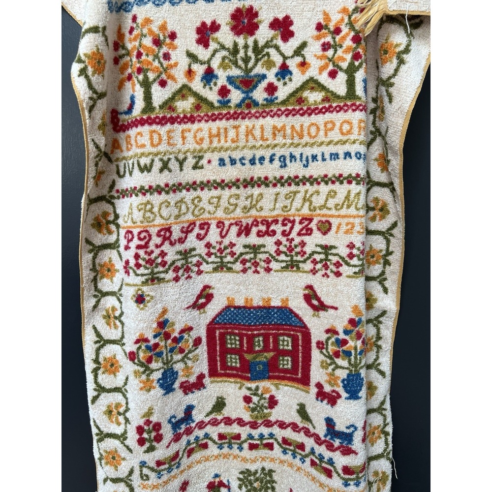 Vintage Fieldcrest 1970's Towel Set 2 ABC Country House Fringe Retro RARE Find - Picture 8 of 10